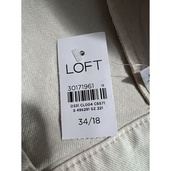 Ann Taylor Loft Sz 18/34 Cut-off Shorts Cream Denim Frayed Bottom Stretch NWT - Picture 13 of 13
